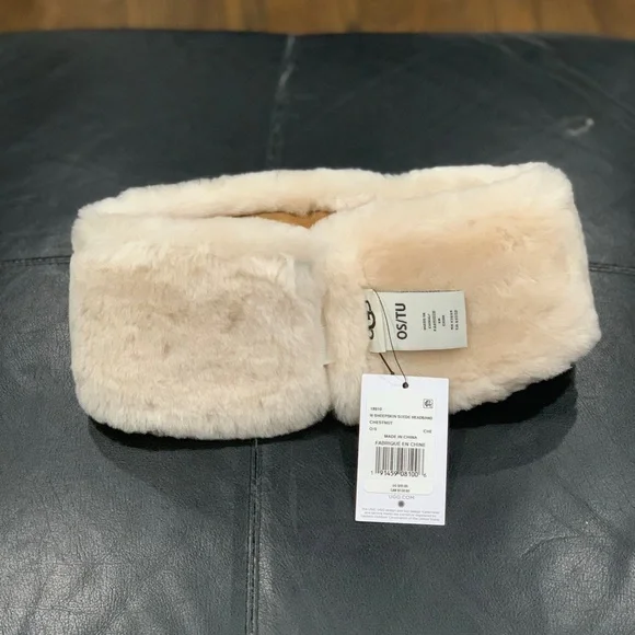 New Ugg Women’s Sheepskin Suede Headband Chestnut One Size - Picture 4 of 8